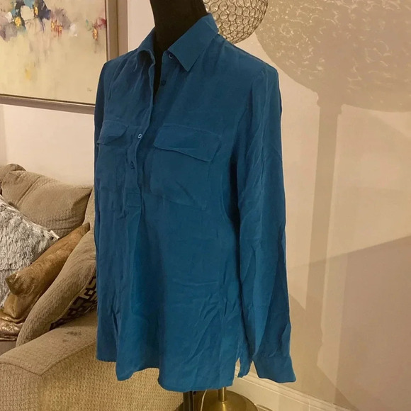 Maje silk teal blouse size 2 - Picture 2 of 6